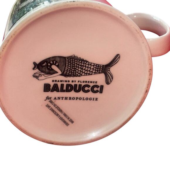 Anthropologie Dog Coffee Mug Florence Balducci Sunglasses White Puppy Boho Cup - Picture 3 of 9